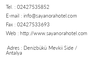 Sayanora Hotel iletiim bilgileri